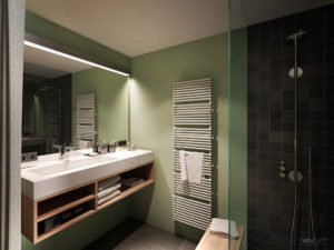 Badezimmer im Das Max - Seefeld ©Viewture Visualisierungen
